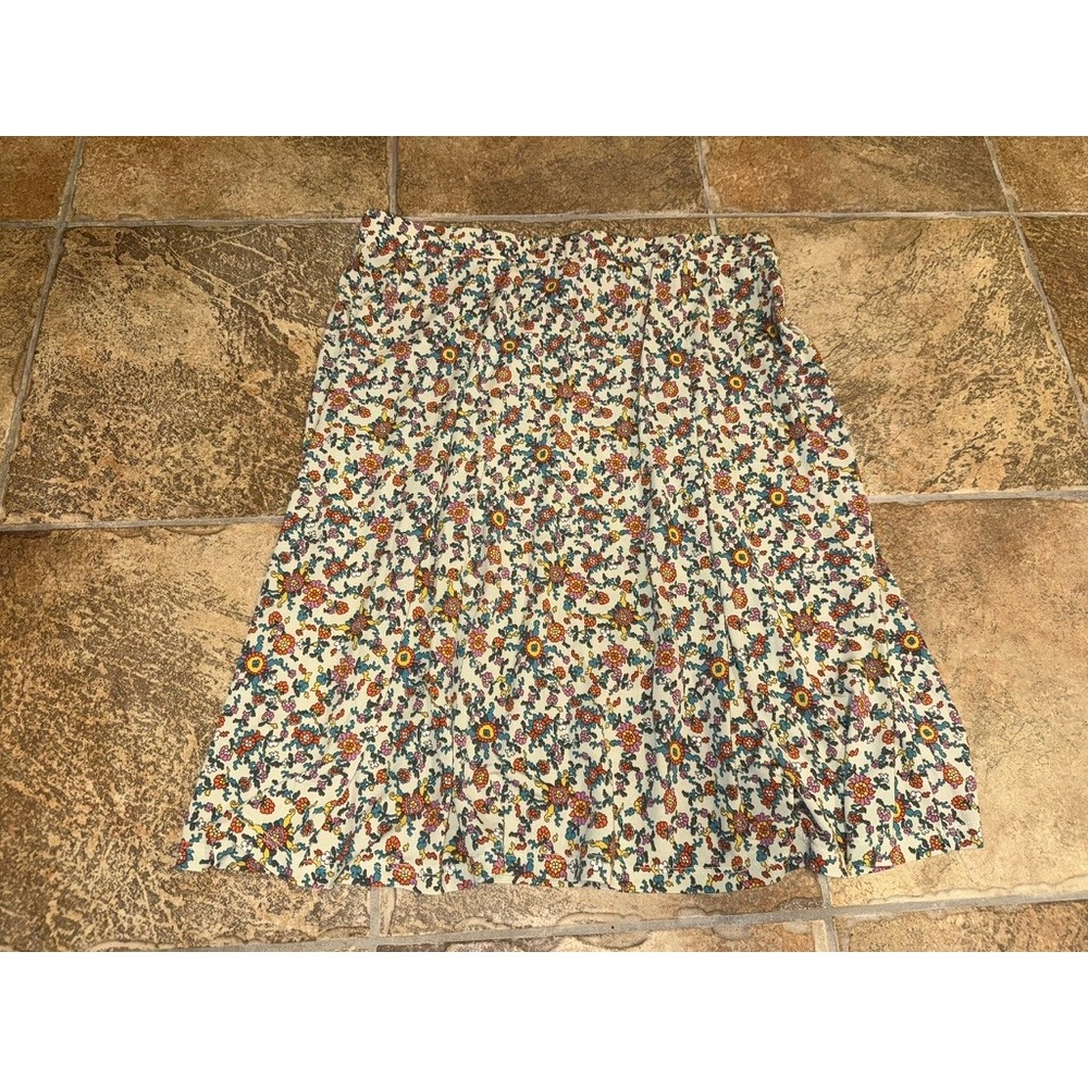 Kaileigh Floral Midi Skirt Womens Large Multi Color Ditsy Print A-Line Boho